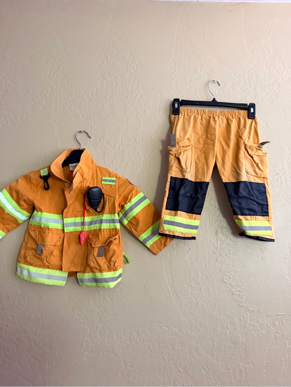 Kids Orange Firefighter Costume Jacket & Pants Set